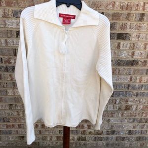White sweater medium zip up cardigan